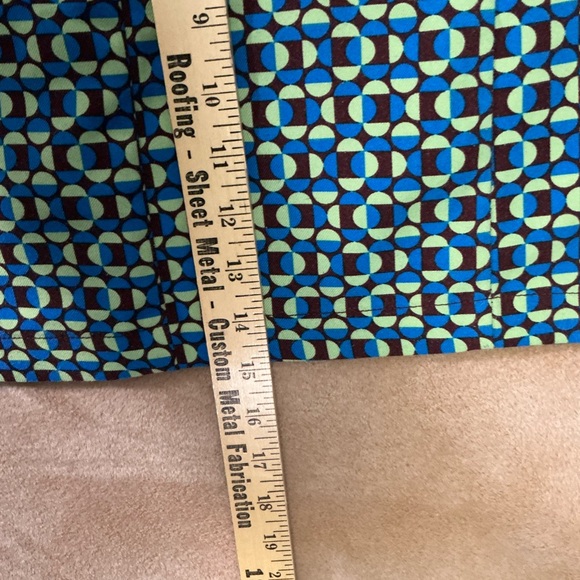 Geometric Patterned Blue and Yellow Skirt with button front - Picture 8 of 9